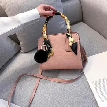 

Solid Color Women's Bag Leather Handbag Fluff Pendant Women Crossbody Shoulder Bags Sac A Dos Bolsas Feminina Mujer Sac A Main