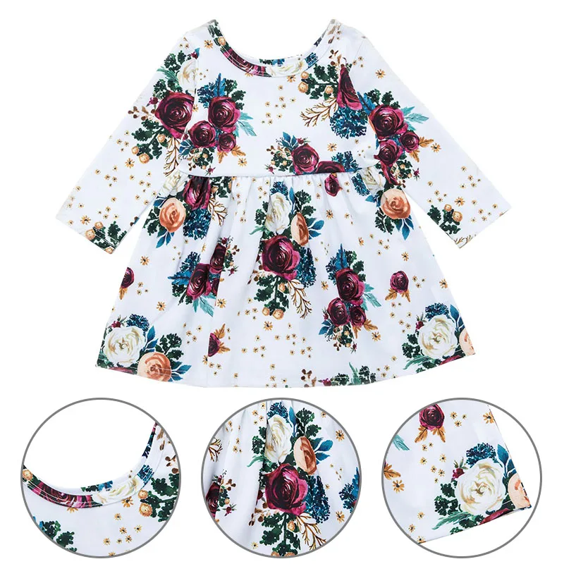 Платье для маленьких девочек платье принцессы с принтом роз хлопковое платье Детская одежда От 1 до 5 лет