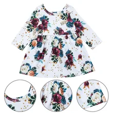 Платье для маленьких девочек платье принцессы с принтом роз хлопковое платье Детская одежда От 1 до 5 лет