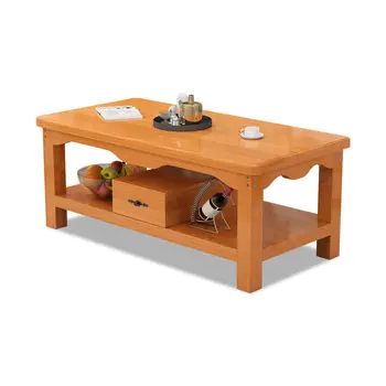 

All solid wood logs simple household living room small apartment double storage simple tea table table table coffee table