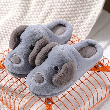 

3d Cute Dog Men Women Fluffy Slippers Cartoon Dog Winter Warm Fur Shoes Men Woman Lovers Home Indoor Slip on Boys Girls Slippers