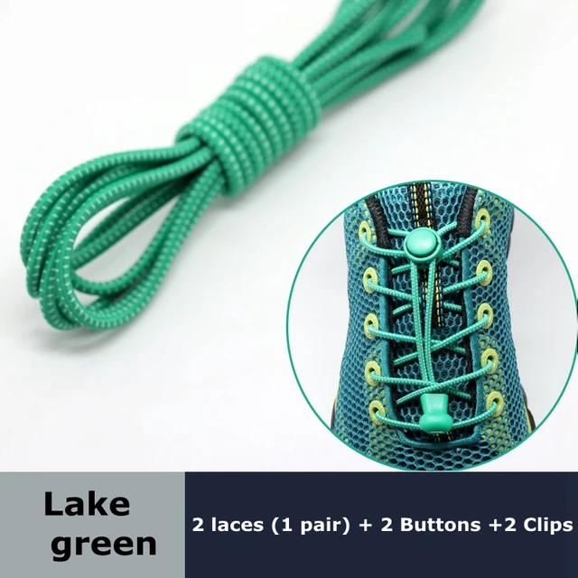 Round Elastic Shoelaces Suitable For Various Shoe Accessories No Tie Shoelace Fixed Stretching Locking Lazy laces 1 Pair Lake green