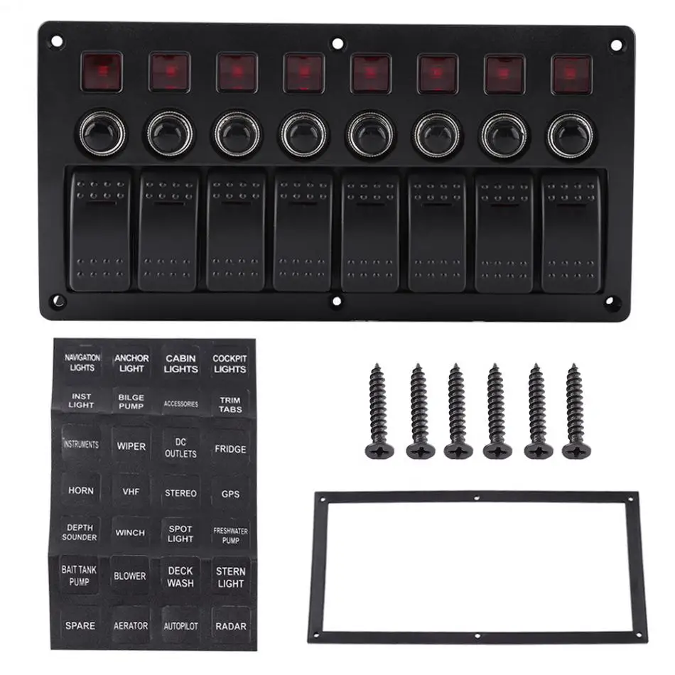 1 комплект Высокое качество 8 Gang 12 V-24 V светодиодный кулисный переключатель Панель& PCB плата защиты от перегрузки для автомобиля морской лодки RV автомобильные аксессуары