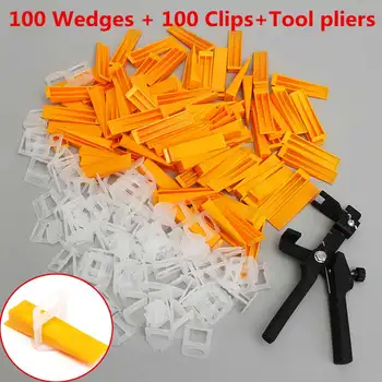 

201Pcs Plastic Ceramic Tile Leveling System 2mm 100Pcs Clips+100Pcs Wedges+1Pc Plier Plastic Tiling Tools Tile Locator Spacer