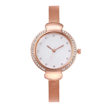 

Ultra-thin Femal Fashion Watches Casual Quartz Watches Women Classic Rhinestone Frame Round Dial Steel Mesh Strap LL@17