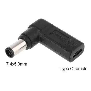 

90 Degree USB-C Type-C Female to 7.4x5.0mm DC Male Plug Adapter Converter for DELL Laptop Conversion Plug