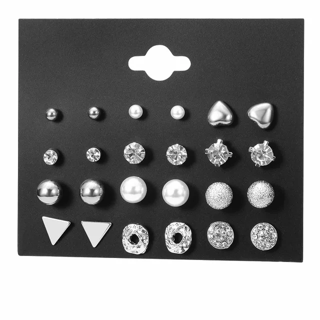 BLINLA Fashion New Stainless Steel Acrylic Crystal Stud Earrings for Women Jewelry Vintage Roman Numerals Smmaallye Earring 2021 SET 12