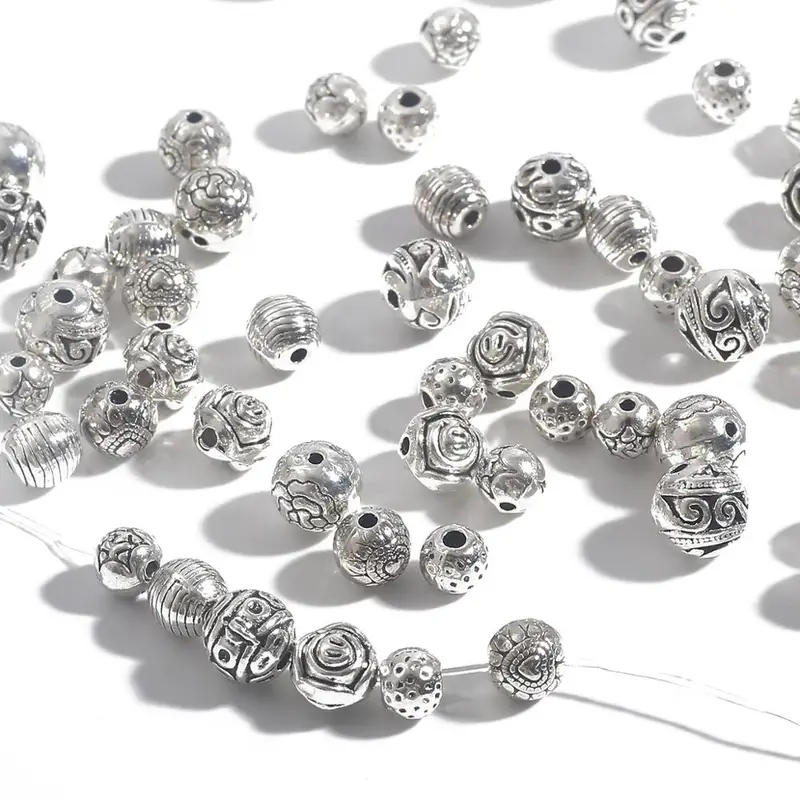 10-50pcs Antique Silver Plated Loose Spacer Rondelle Beads