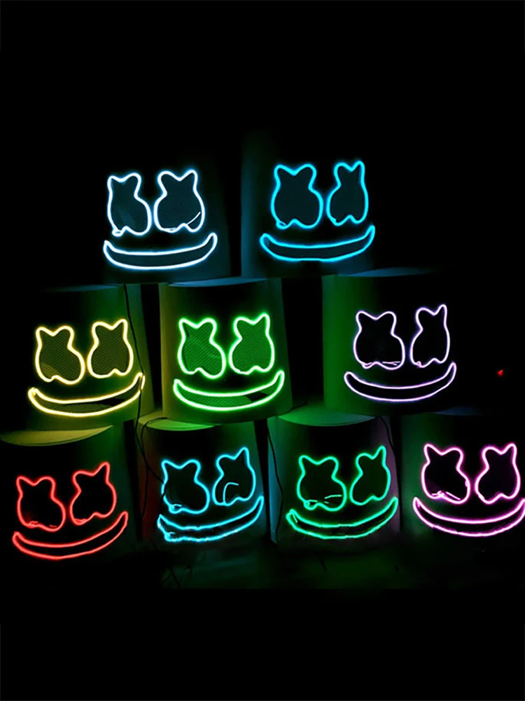 

Helmet Mask Cosplay Prop DJ Halloween Party Latex Masks LED Party Bar DJ LED Luminous Masks