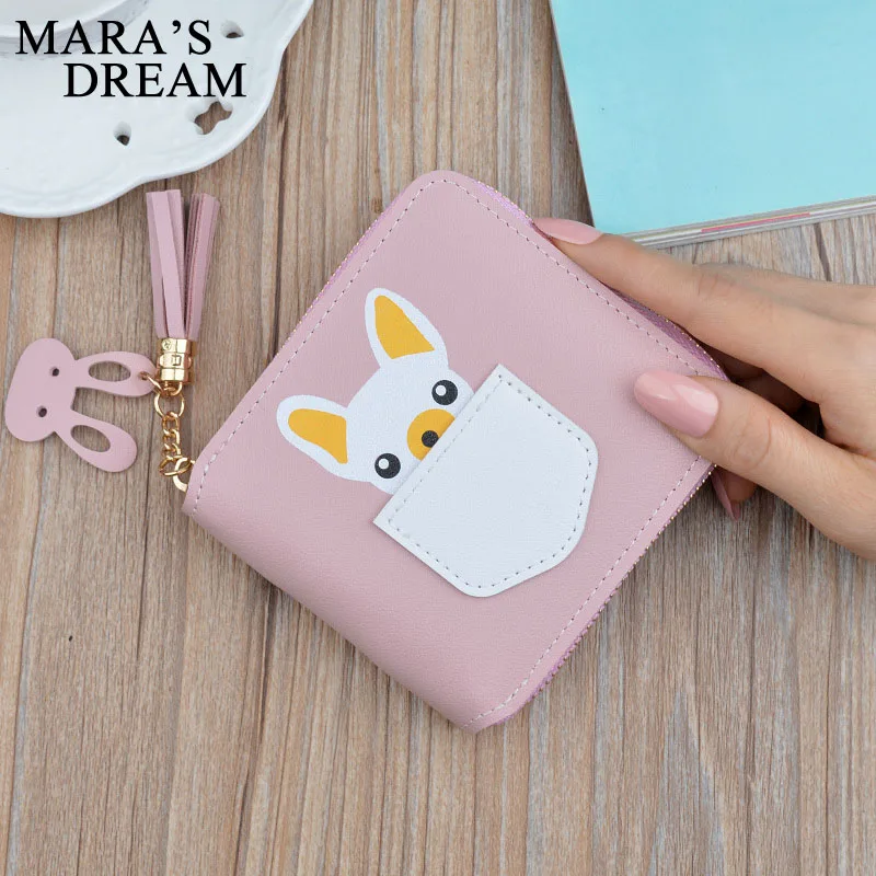 Mara's Dream, новинка, кошелек для девушек, короткий, на молнии, кошелек для монет, женский, студенческий, Мини, мультяшный, милый, с кисточками, модный бумажник