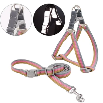 

Pet Dog Harness And Leash Set Dog Striped Polyester Blends Dog Leash Vest For Outdoor Walking Running Accessories1