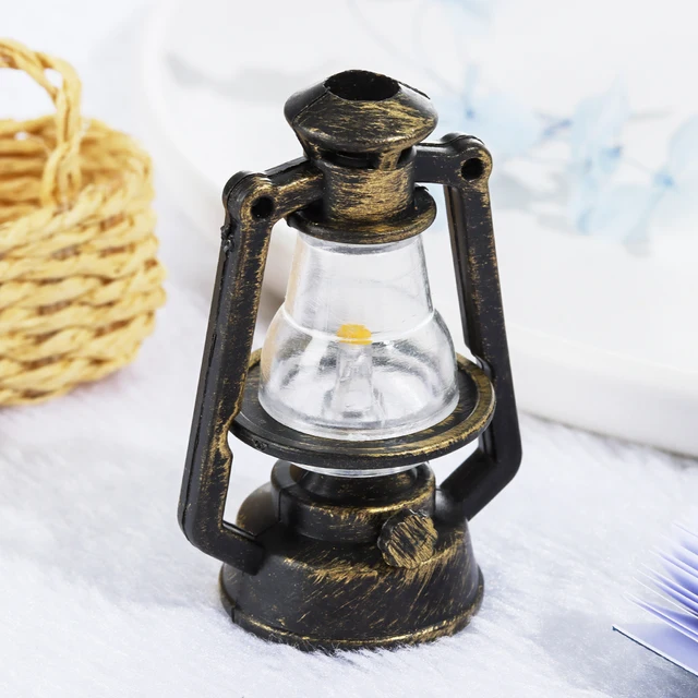 1:12 1:6 Scale Miniature Oil Lamp Dollhouse Accessories Mini Kerosene Lantern Doll House Decor Scene Ornaments Pretend Play 3