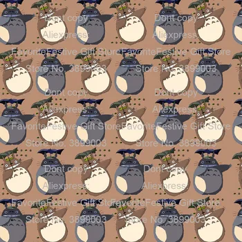 

patchwork stretch polyster fabric cartoon dance rotate Totoro fabric for Tissue Kids home textile school bag for Sewing