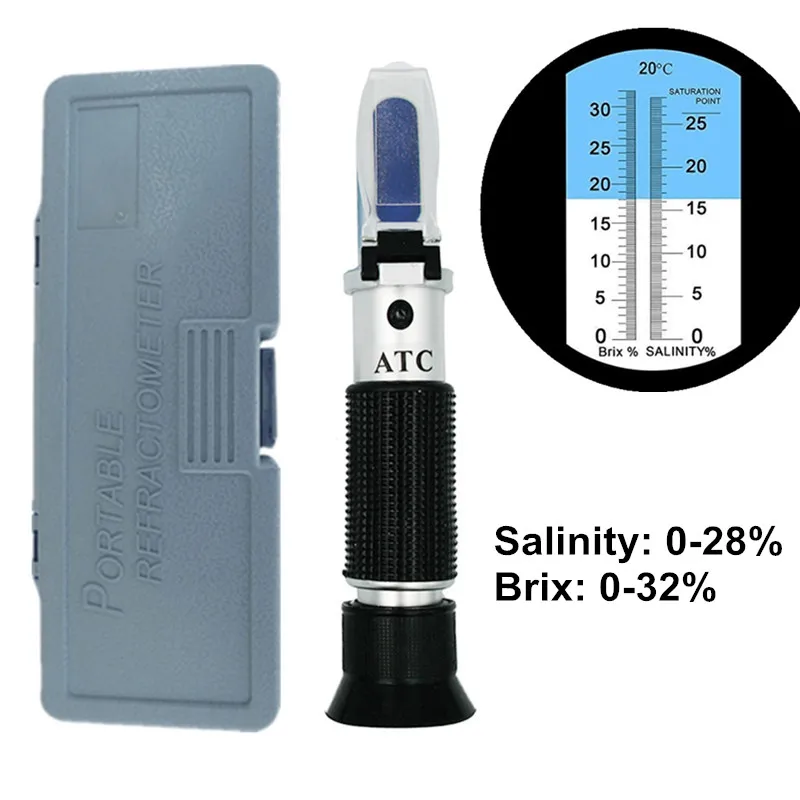 Рефрактометр солености пищевых продуктов 2 в 1 измеритель концентрации сахара 0-28%