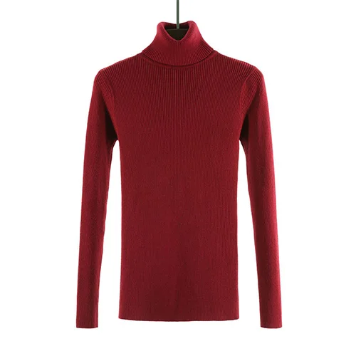 Женский вязаный свитер SURMIITRO, водолазка, красные цвета джемпер с длинным рукавом для женщин осень зима - Цвет: Бургундия