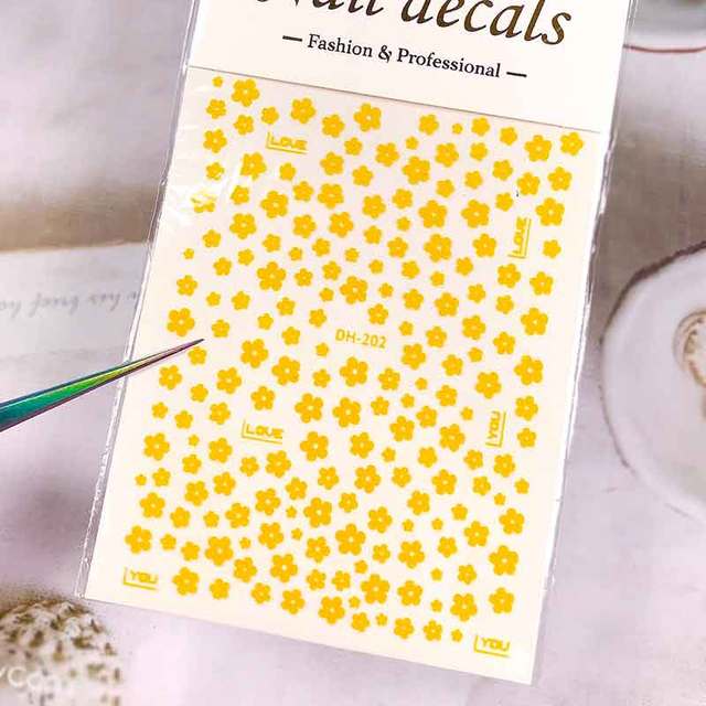 White Flowers Nail Art  Adhesive Stickers for Nails Cute Paper Parts With Avocado Direct Paste Decals Designs Manicure