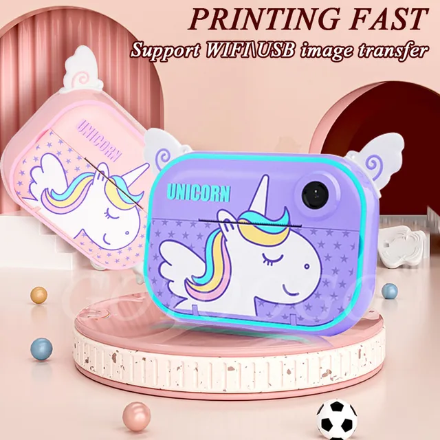 Kids Digital Camera Toys Digital Printing HD 1200W Pixel Recording WI-FI Suport Front And Rear Dual Instant Child Camera Present 1