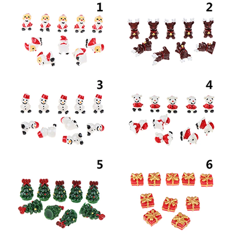 10 шт. мини Рождество миниатюрные Снеговики Санта елка Рождественская елка статуэтки для террариума Феи декор сада снег модель поверхности