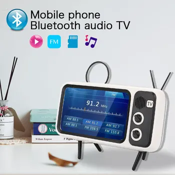 

Creative Retro Multi-function TV Mobile Phone Stand Bluetooth Audio Desktop Stand Support Hands-freeing AUX Play / TF / FM Inter