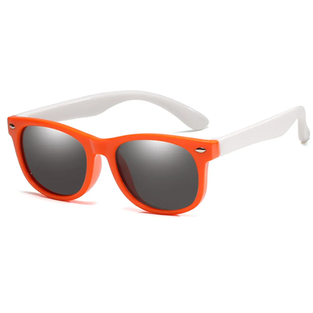 Новые Детские поляризованные солнцезащитные очки TR90 для мальчиков и девочек Солнцезащитные очки силиконовые защитные очки подарок для детей Детские UV400 очки - Цвет линз: orange white