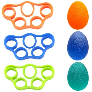 

6Pcs Silicone Grip Egg Ball Silicone Finger Puller Five Finger Training Rehabilitation Equipment Matching Set