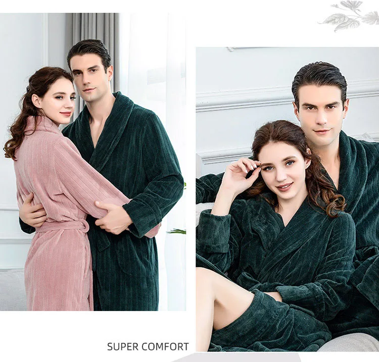 Длинный зимний плотный фланелевый Халат, халат унисекс, кимоно, одноцветная ночная рубашка размера плюс 100 кг, логотип на заказ