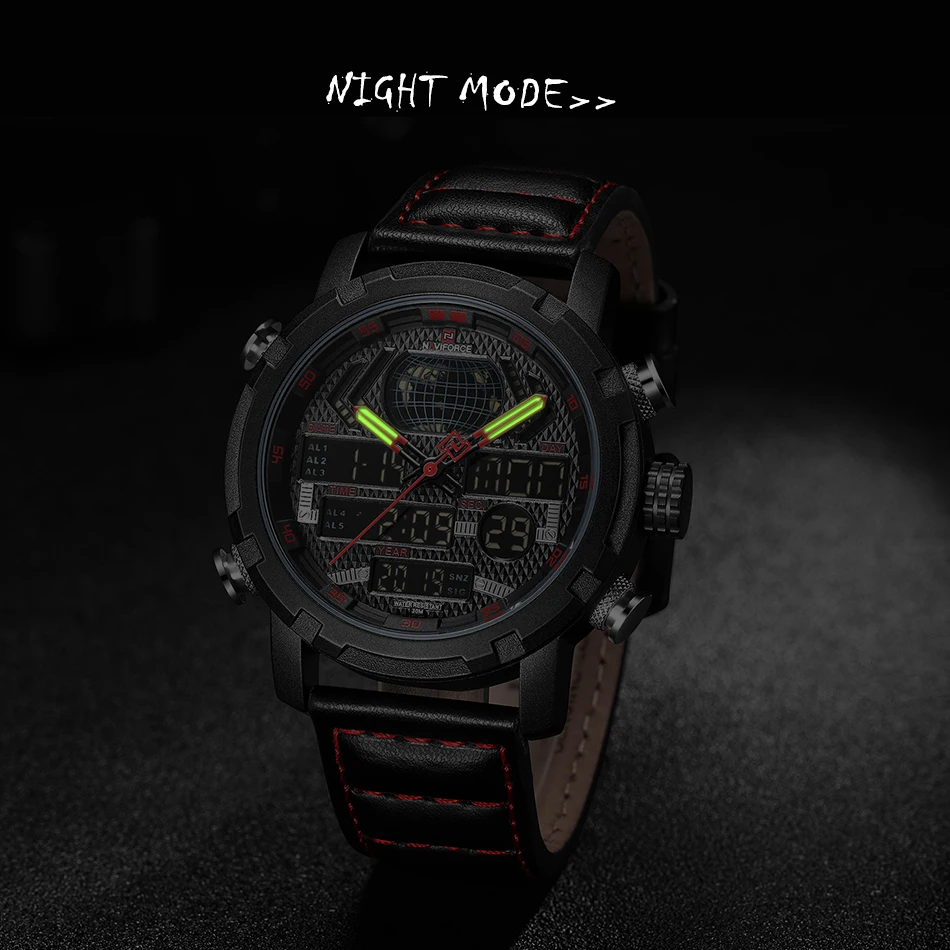 NAVIFORCE 9160 часы Мужские лучший бренд класса люкс цифровые аналоговые спортивные наручные часы военные из натуральной кожи мужские часы Relogio Masculino