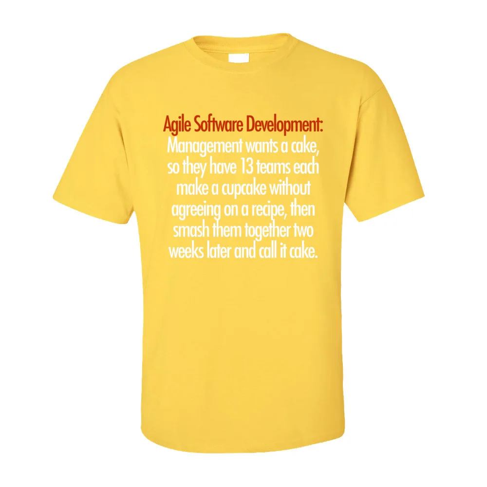 Agile Software Development Round Neck Top T-shirts Labor Day Tops T Shirt Short Sleeve 2020 Cotton Europe T-Shirt Printing Male Agile Software Development-265 yellow
