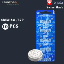 10 шт./лот, renata 379 оксида серебра часы Батарея SR521SW 521 1,55 V 379 renata 521 батарейки таблеточного типа