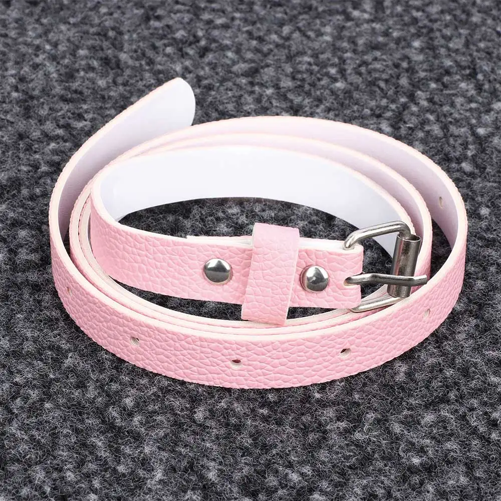 pink Модный красивый цветной женский пояс из искусственной кожи, тонкий конфетных цветов, тонкий регулируемый пояс - Цвет: pink