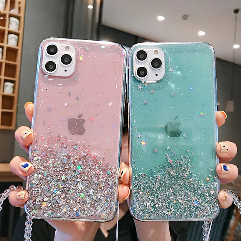 Роскошный шикарный с блестящими звездами чехол блестками для iphone 11 Pro XS MAX XR X