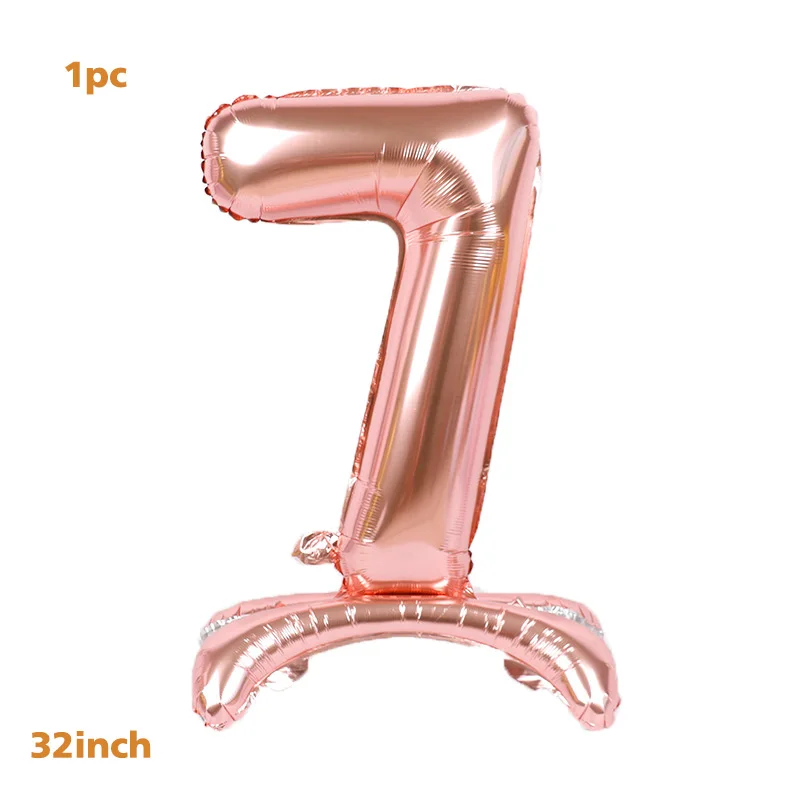rose gold 7 Само стоячие 32 дюймов Количество воздушных шаров из розового золота цифра воздушный шар из фольги одежда для свадьбы, дня рождения украшения год поставки мяч - Цвет: rose gold 7