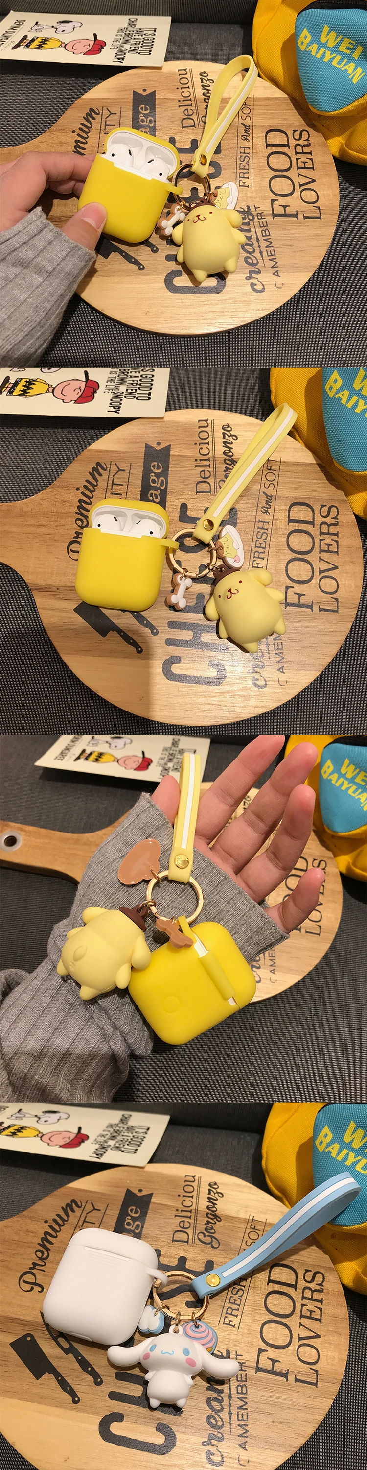 Для AirPods Защитная силиконовая Милая sanrio pudding dog мультяшная милая очаровательная Беспроводная bluetooth-гарнитура apple sof shell airpod