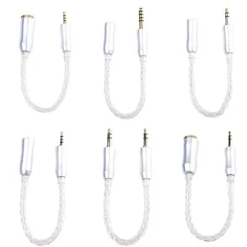

8 Core Silver Plated Transparent Extension Cable 3.5/2.5mm Male to 4.4 Female Line Cord Hand-made Balanced Adapter for HIfi MP3