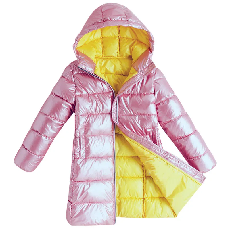 Girls-Boys-winter-jacket-Silver-pink-kids-down-cotton-coat-Waterproof-snowsuit-fashion-Long-coat-Hooded
