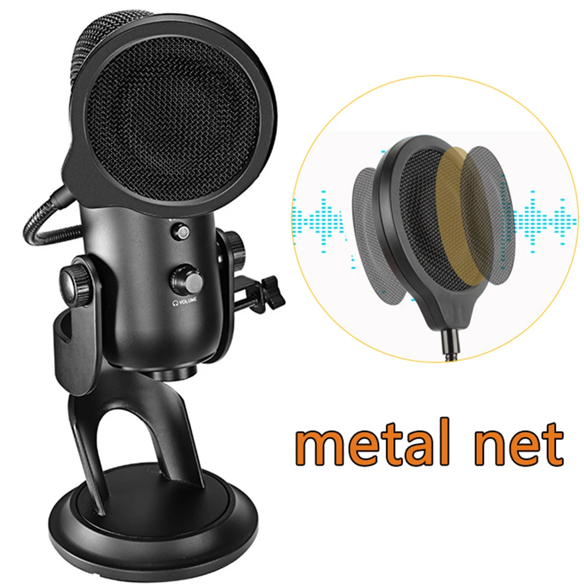 

Noise Shield Wind Mask Blowout Network metal Windscreen Pop Filter with Mount Clip for Blue Yeti / Yeti pro Microphone mic