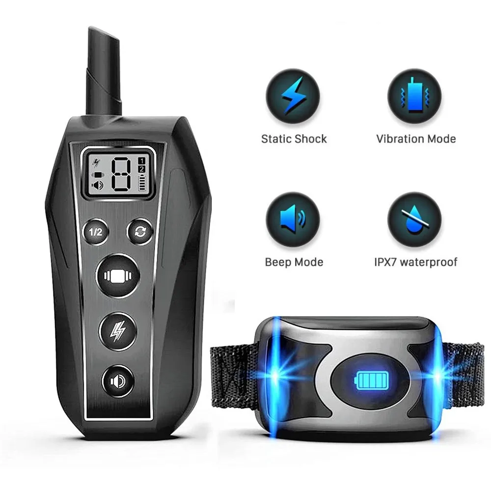 IPX7 Waterproof Rechargeable Remote font b Pet b font Dog Training Collar Beep Vibration Shock E