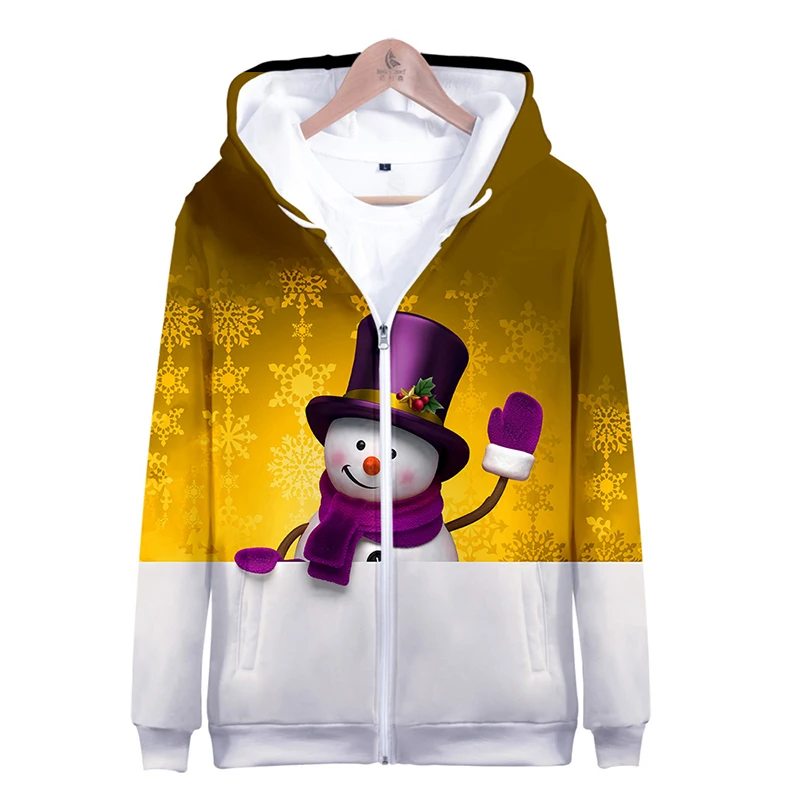 

New 3d Hoody Merry Christmas Snowman Kawaii Costume Fashion Men Women Zipper Hoodies Jackets Tops Long Sleeve Hooded Sweatshirts