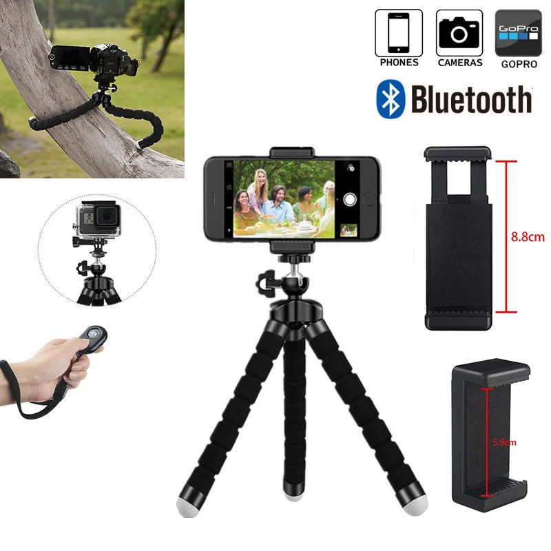  Phone Tripod Portable And Adjustable Camera Stand Holder With Wireless Remote And Universal Clip Fo