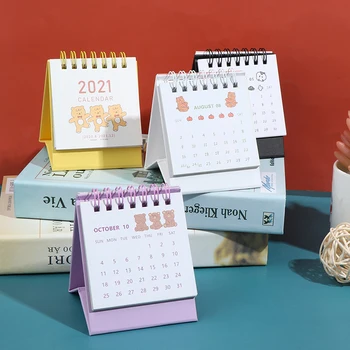 

Hot sale 1PC 2020.8-2021.12 Kawaii Portable Mini Desktop Calendar Storage Box Timetable Plan