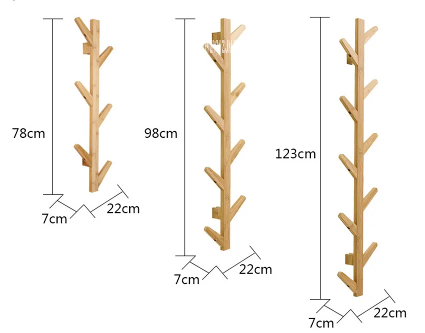 JP150420 Creative Clothes Bags Tree Solid Wood Wall Mounted Coat Rack Living Room Bedroom Decoration Hanger Wall Tree Hat Rack