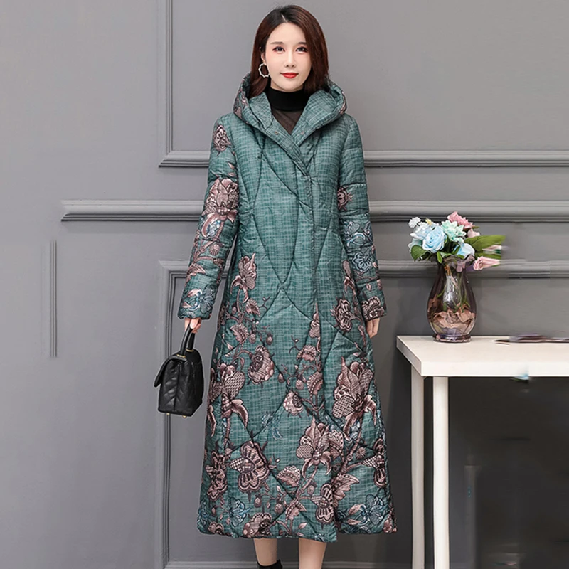Chinese Style Women's Winter Down Jacket X-long