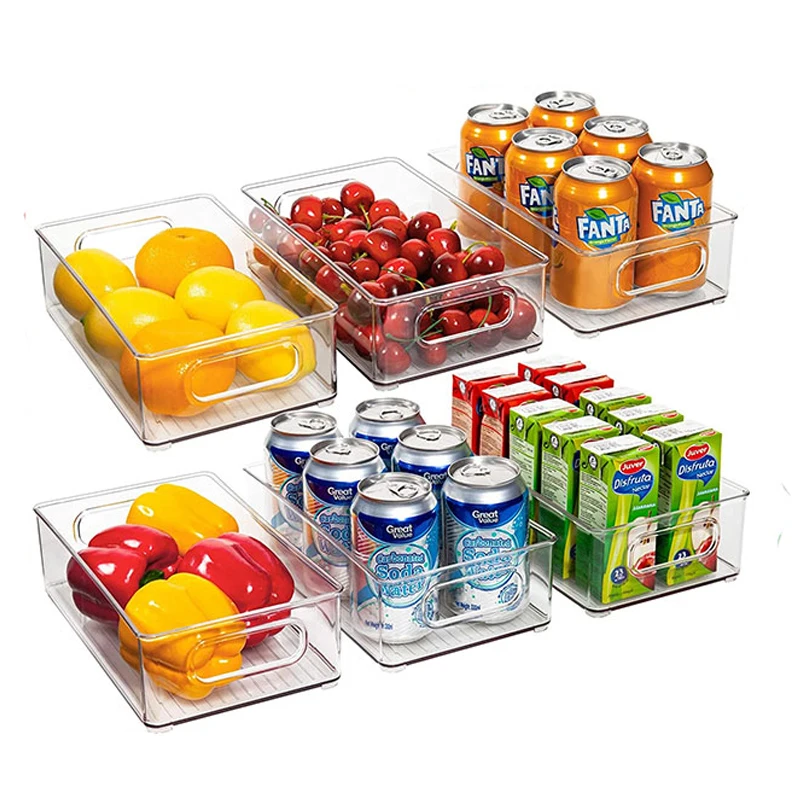 Refrigerator Organizer Bins 6pcs Stackable Clear Plastic Organizers Handles Fridge Pantry Kitchen Cabinet Food Storage Container | Дом и сад