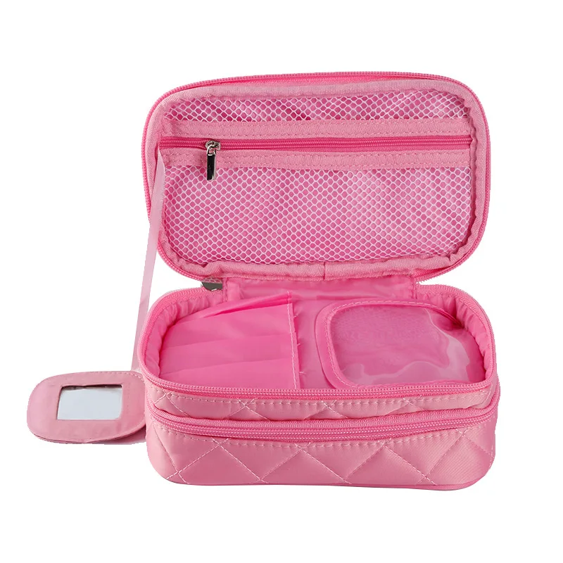 Fashion zipper women's travel cosmetic bag Neceser large capacity Organizer makeup storage bag cosmetic bag Make up bag - Цвет: Pink