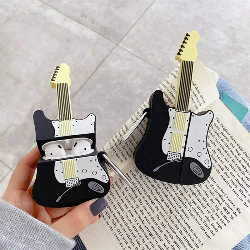

For Apple Airpods Silicone Soft Cases For Airpod 1 2 Accessorie Charging Box Protective Cover Cute Cartoon Guiter Earphone Case