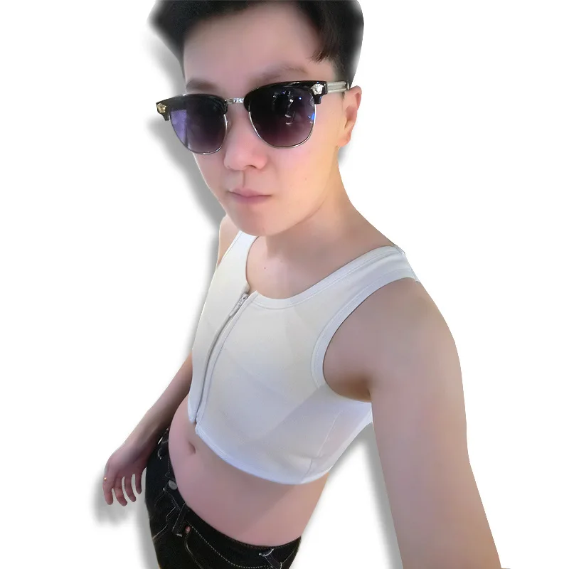 HaleyChan размера плюс Tomboy Trans лесбийские FTM Средний корсет на молнии для груди