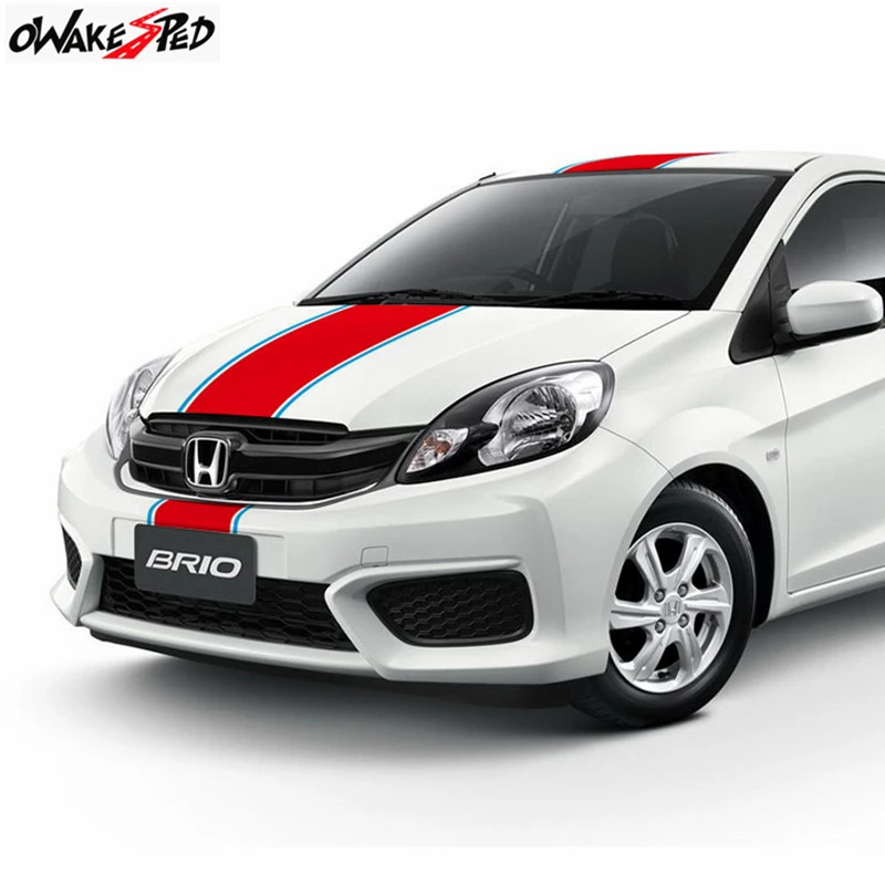 

1 set Racing Sport Stripes Whole Body Sticker For Honda Brio RS SATYA Car Styling Colorful Hood Roof Tail Bumper Decor Decals