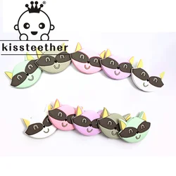 Kissteether 5pcs Silicone BPA Free Teether Silicone Mini Fox Beads Teethers Colorful Fox Bead Food Grade Silicone Baby Teething
