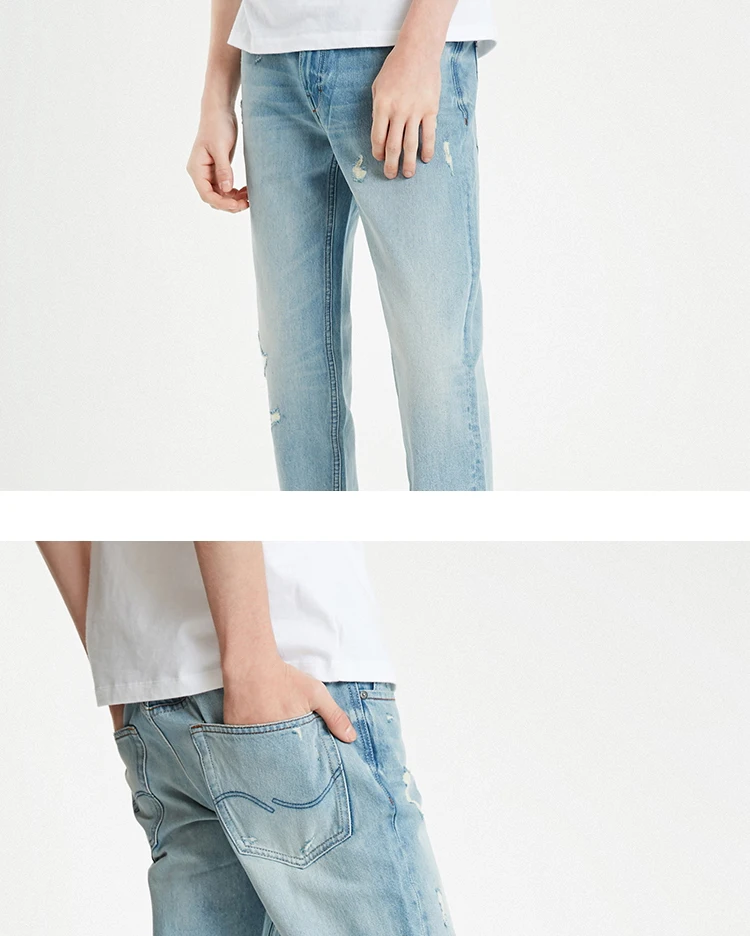 JackJones мужские зимние повседневные Прямые укороченные джинсы мужская одежда | 219132574
