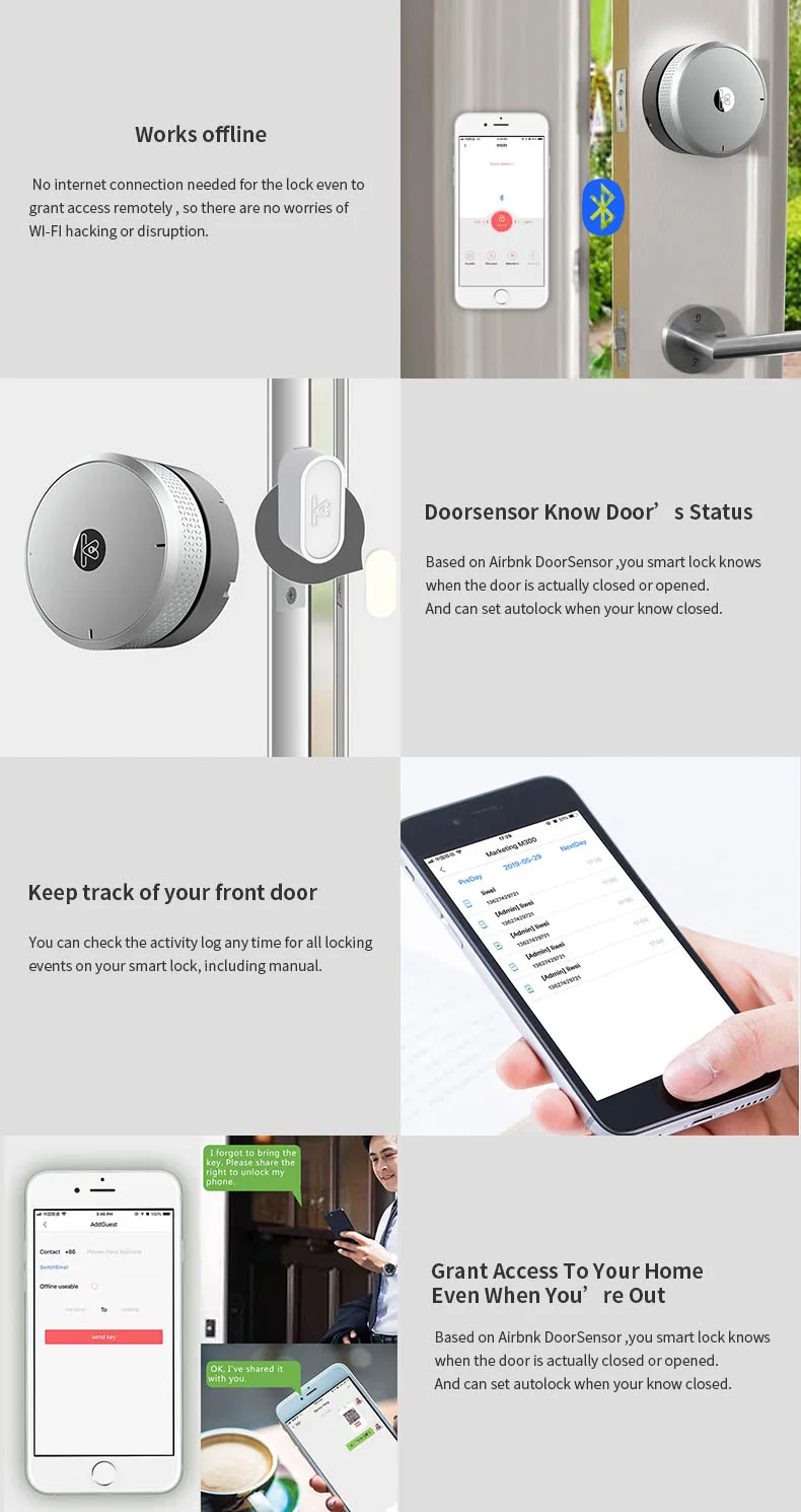 M300 Fingerprint Smart Lock Body Phone Control Steel Door sensor Lockbody Keyless Lock Core Control For Door Lock Upgrade Hot